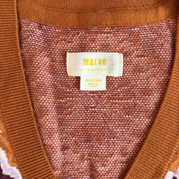 Anthropologie Maeve Vera Honey Brown Combo Jacquard Sweater Vest - Picture 7 of 8
